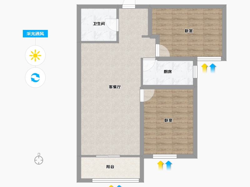 重庆-重庆市-福地华园（双桥）-70.45-户型库-采光通风