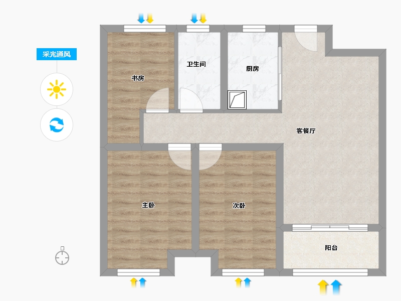 山东省-济南市-中新国际城-三区-76.25-户型库-采光通风