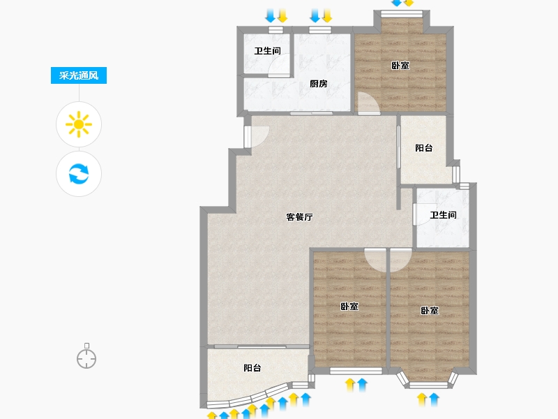 上海-上海市-盛大花园区-99.85-户型库-采光通风