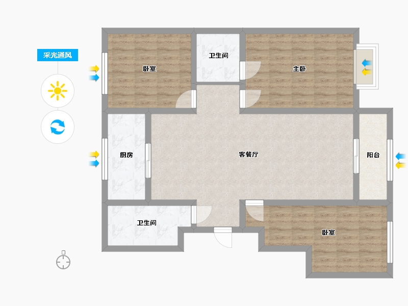 河北省-邯郸市-幸福时光-102.40-户型库-采光通风