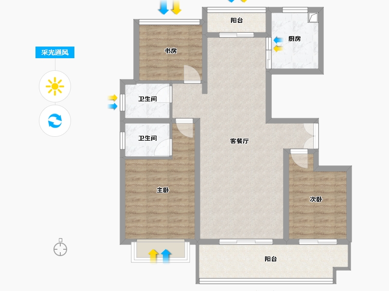 安徽省-安庆市-御景湾-95.78-户型库-采光通风