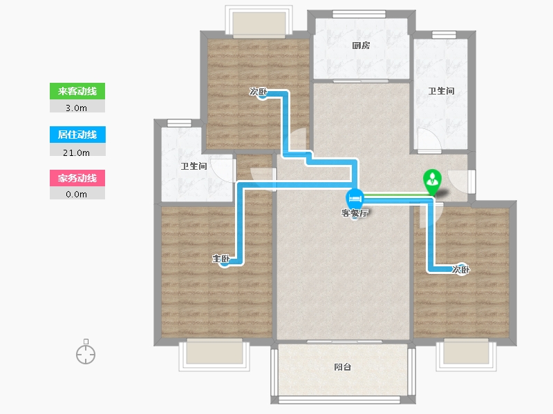 陕西省-汉中市-丰辉龙亭园小区-123.00-户型库-动静线