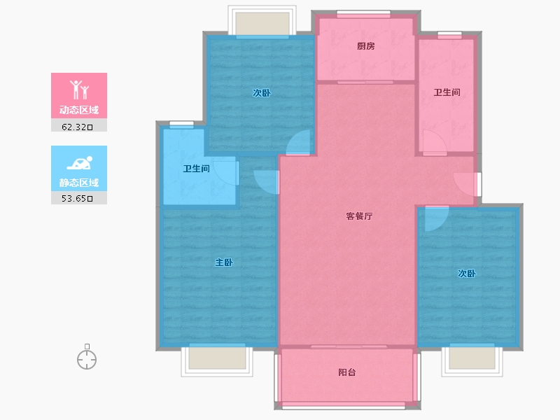 陕西省-汉中市-丰辉龙亭园小区-123.00-户型库-动静分区