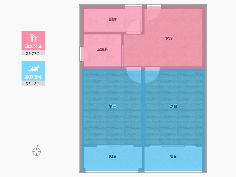 上海-上海市-浦三区-53.44-户型库-动静分区