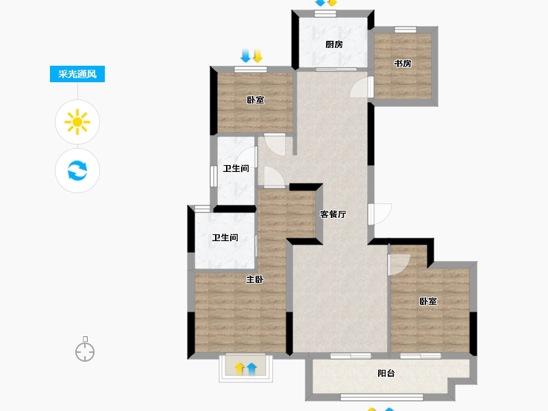 浙江省-嘉兴市-智谷公寓-103.20-户型库-采光通风