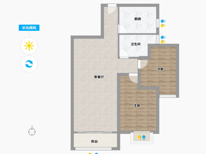 河南省-郑州市-远大理想城-76.00-户型库-采光通风