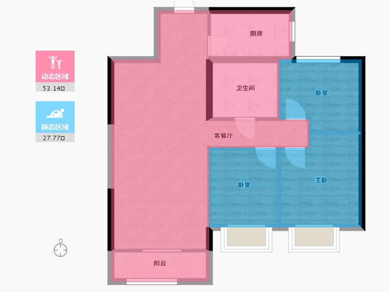 内蒙古自治区-赤峰市-恒大珺庭-82.40-户型库-动静分区