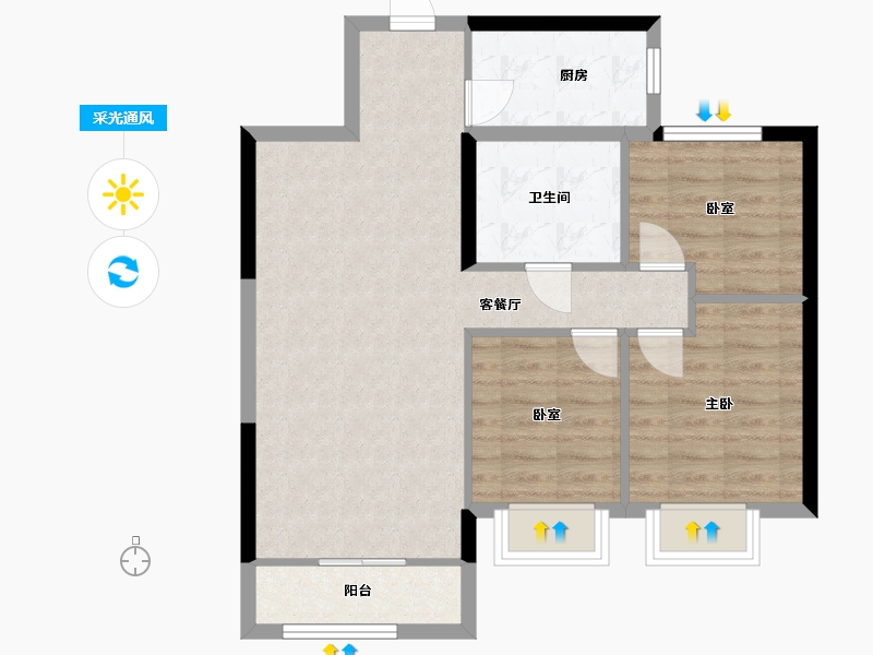 内蒙古自治区-赤峰市-恒大珺庭-82.40-户型库-采光通风