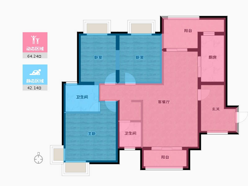 海南省-海口市-水木清华-93.82-户型库-动静分区