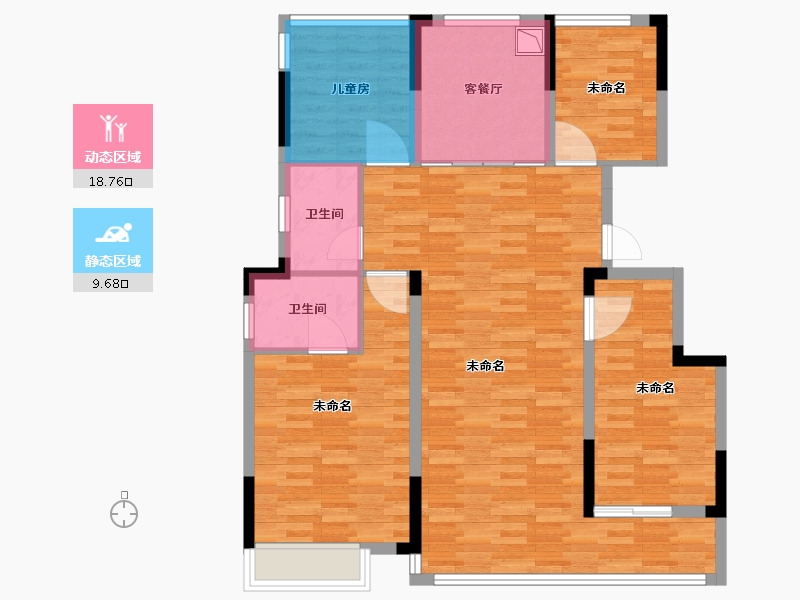 浙江省-金华市-嘉恒江河云锦-105.26-户型库-动静分区