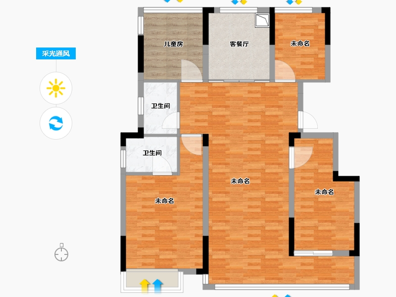 浙江省-金华市-嘉恒江河云锦-105.26-户型库-采光通风