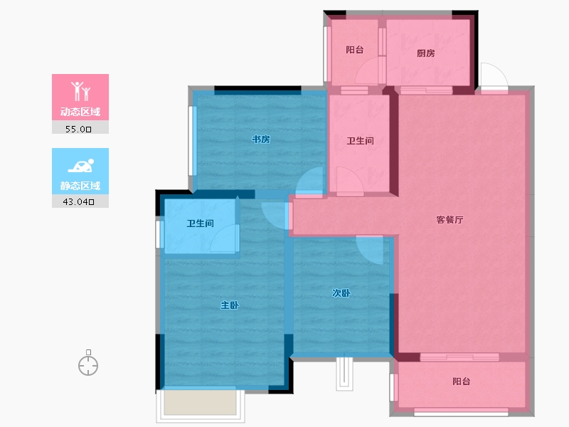 四川省-成都市-幸福东方白桦林-87.46-户型库-动静分区