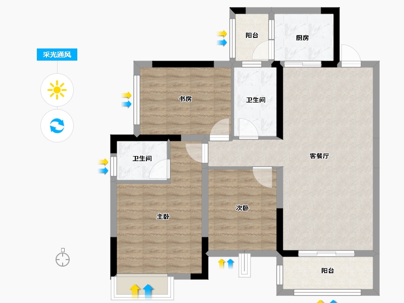 四川省-成都市-幸福东方白桦林-87.46-户型库-采光通风