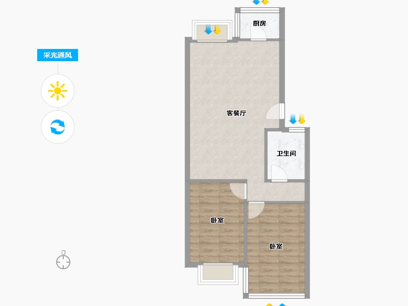 山东省-青岛市-和平花园南区-60.90-户型库-采光通风