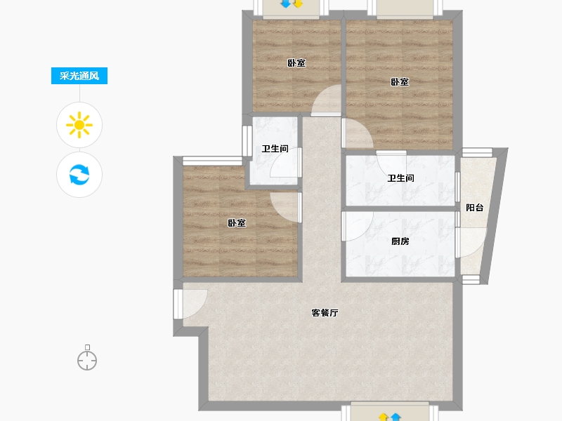 广东省-深圳市-皇御苑-63.00-户型库-采光通风