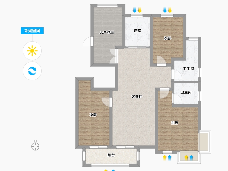 河北省-石家庄市-国仕山二期-111.20-户型库-采光通风