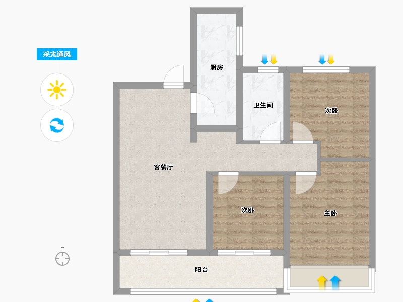 江苏省-苏州市-泊悦澜庭-80.00-户型库-采光通风