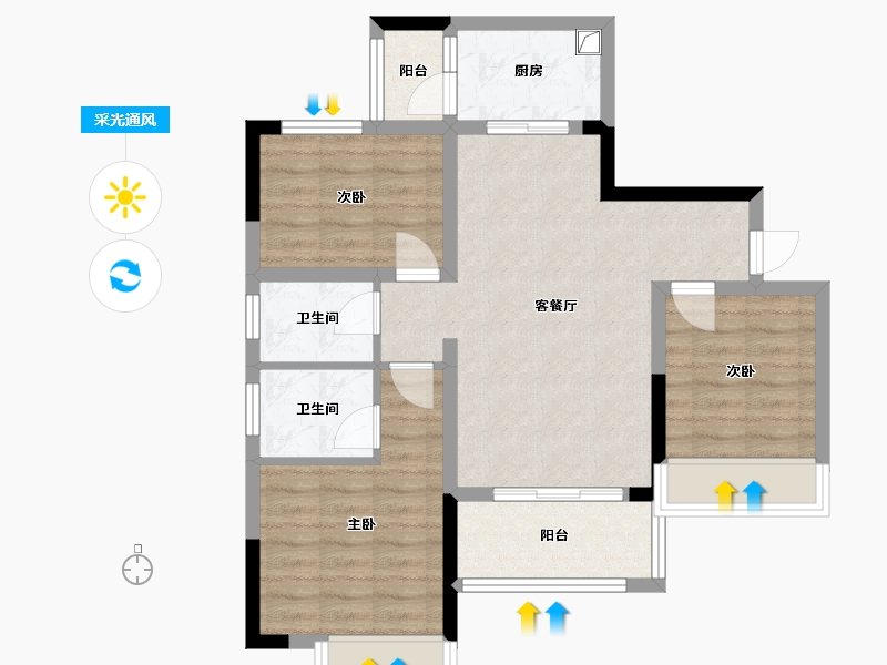 四川省-成都市-金领广揽上居-81.60-户型库-采光通风