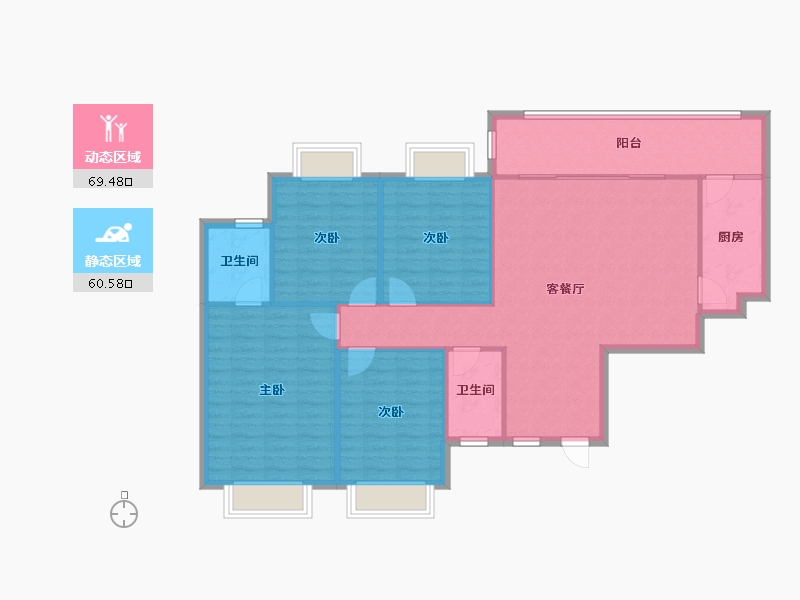 广西壮族自治区-南宁市-南宁市粮油饲料总厂职工宿舍-110.00-户型库-动静分区