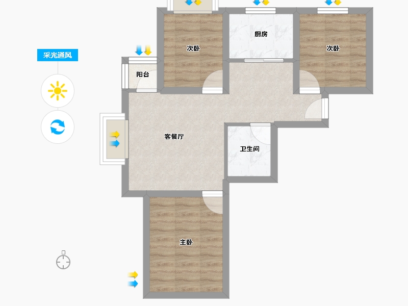 山东省-青岛市-宜昌馨苑-54.10-户型库-采光通风