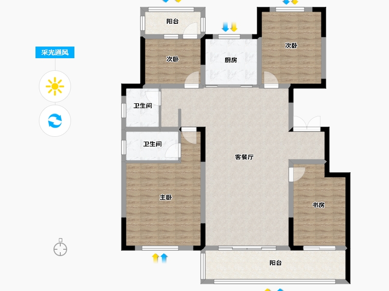 河南省-许昌市-瑞贝卡瑞和苑-128.00-户型库-采光通风