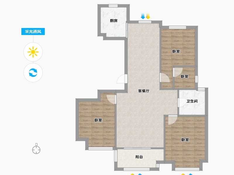 浙江省-绍兴市-海樾府西区-95.40-户型库-采光通风