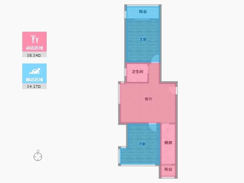 天津-天津市-瞰景园-64.35-户型库-动静分区