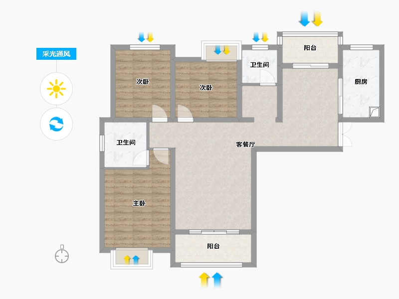 河南省-驻马店市-鹏宇国际城-100.00-户型库-采光通风