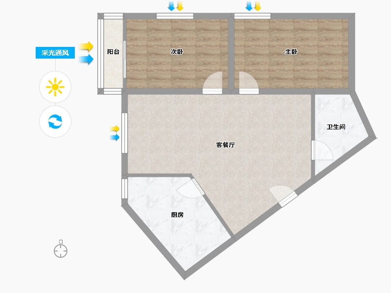 天津-天津市-宁月花园-70.26-户型库-采光通风