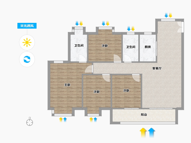 江西省-九江市-鸿泰府-106.00-户型库-采光通风