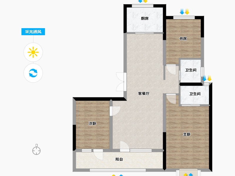 山东省-潍坊市-泽信天著-103.04-户型库-采光通风