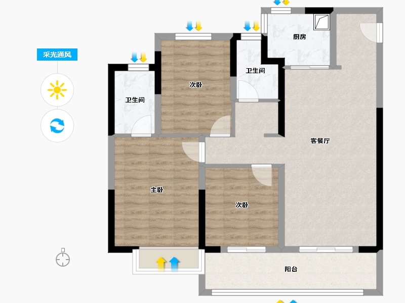 江苏省-常州市-绿地名敦道-89.00-户型库-采光通风