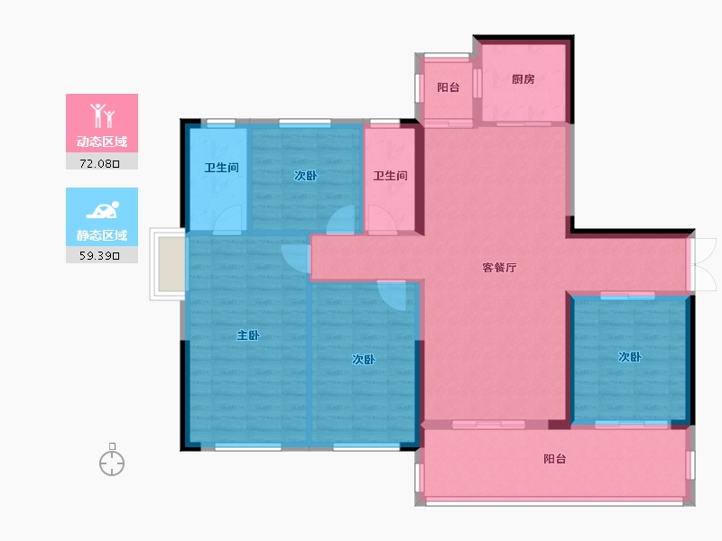 广东省-韶关市-中央公园澜园-96.84-户型库-动静分区