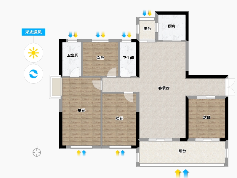 广东省-韶关市-中央公园澜园-96.84-户型库-采光通风