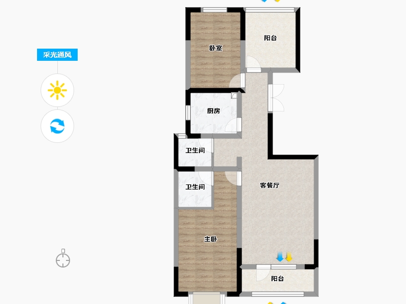 河北省-邢台市-龙门御府-87.44-户型库-采光通风