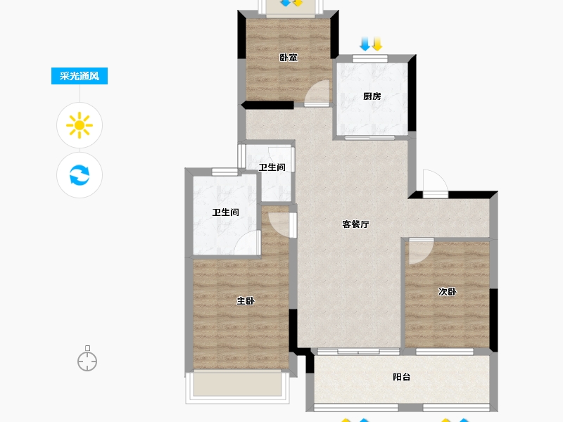 江苏省-南京市-星河·钟山盛世-78.40-户型库-采光通风