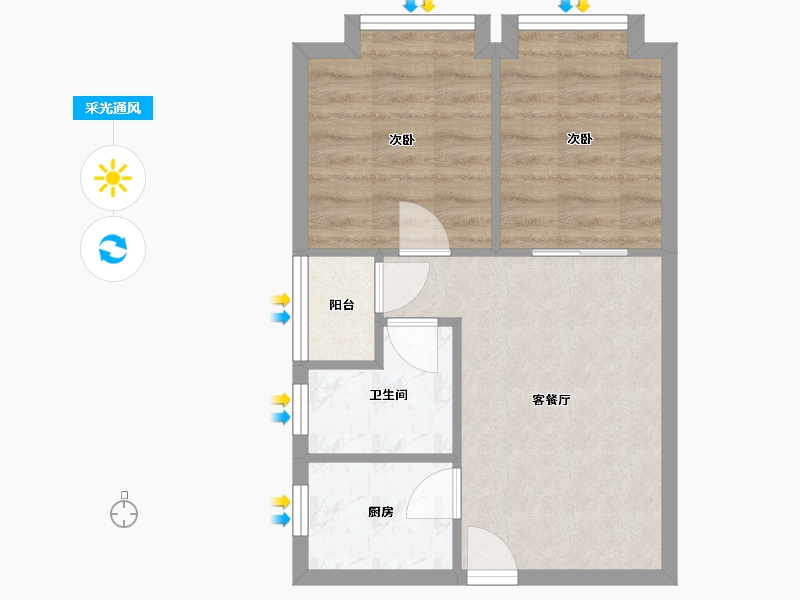 四川省-成都市-皇冠国际社区-41.62-户型库-采光通风