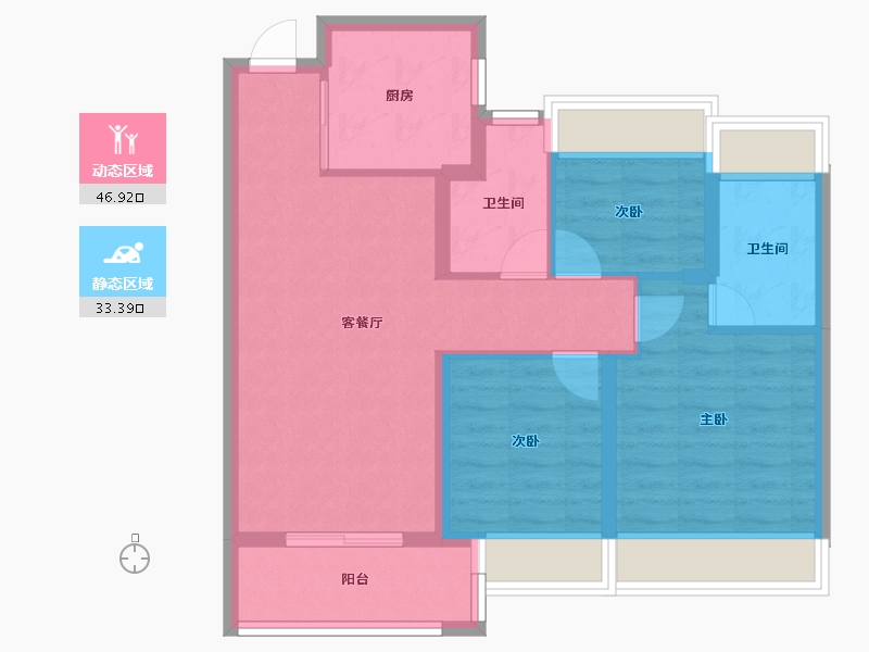 上海-上海市-宝山天铂-71.20-户型库-动静分区