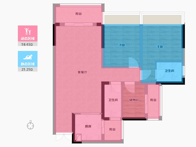 四川省-巴中市-乐湾悦府2期-76.88-户型库-动静分区