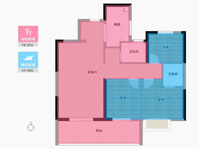 陕西省-咸阳市-渭水朝阳-80.00-户型库-动静分区