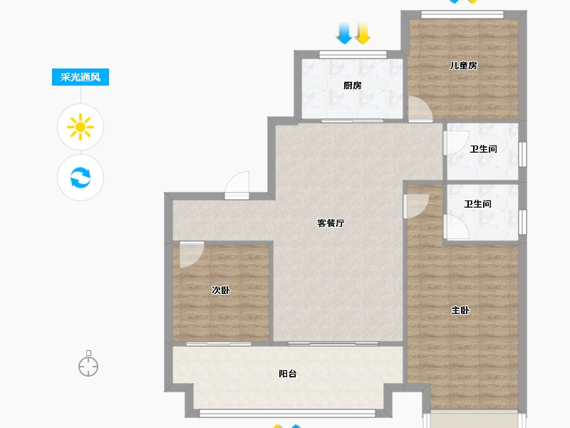 安徽省-芜湖市-碧桂园 黄金时代-94.02-户型库-采光通风