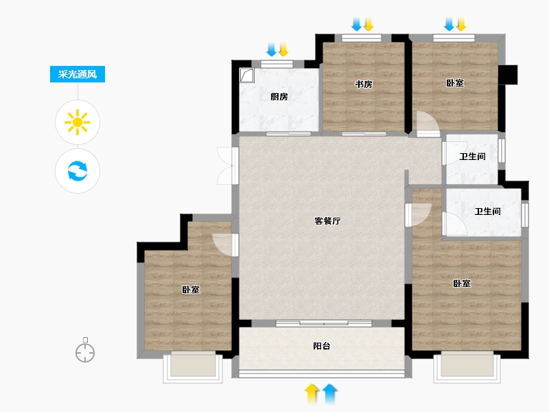 浙江省-温州市-中楠御墅-102.40-户型库-采光通风