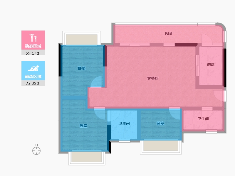 四川省-宜宾市-之语·北城新居-78.39-户型库-动静分区