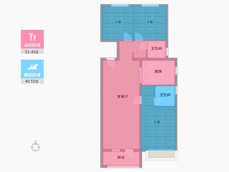 辽宁省-大连市- 青云天下-96.00-户型库-动静分区