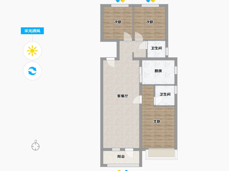 辽宁省-大连市- 青云天下-96.00-户型库-采光通风