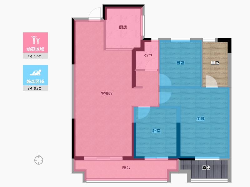 陕西省-西安市-金地·玖峯悦-88.31-户型库-动静分区