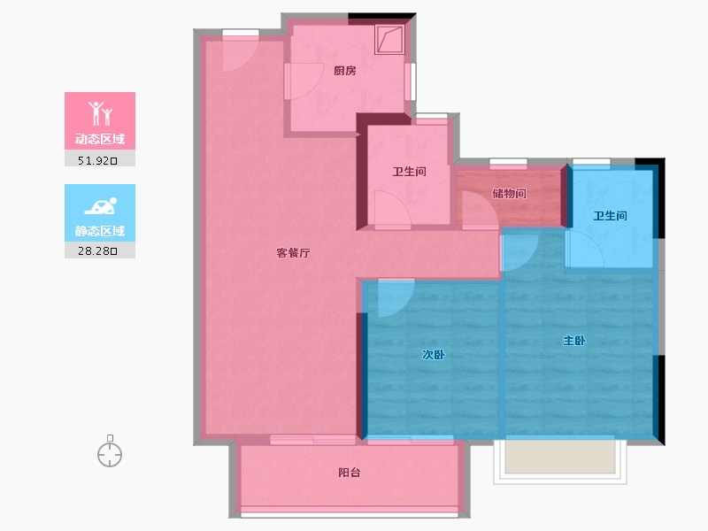 浙江省-杭州市-越秀·星颂府-71.34-户型库-动静分区