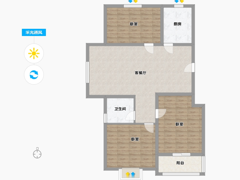 河北省-邢台市-锦绣华庭-96.80-户型库-采光通风