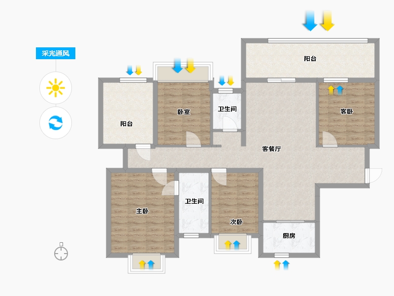 广西壮族自治区-南宁市-锦绣华庭-105.00-户型库-采光通风