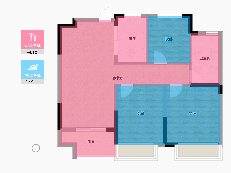 浙江省-绍兴市-天樾东府-66.00-户型库-动静分区